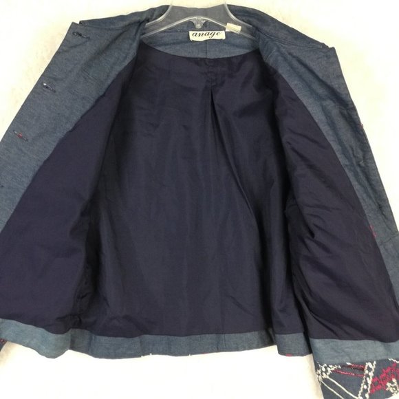 Vintage Anage Womens Suit Jacket Beaded Embroidered Sequins Red White Blue L - Picture 3 of 15